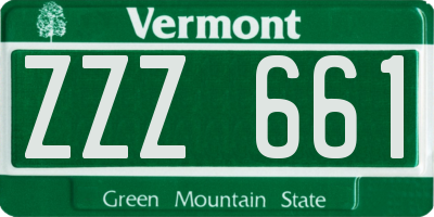 VT license plate ZZZ661