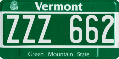 VT license plate ZZZ662