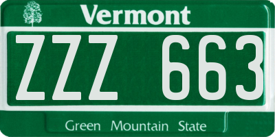 VT license plate ZZZ663