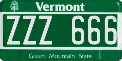 VT license plate ZZZ666