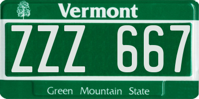 VT license plate ZZZ667