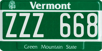 VT license plate ZZZ668