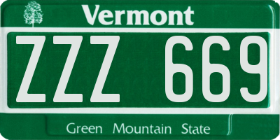VT license plate ZZZ669