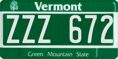 VT license plate ZZZ672