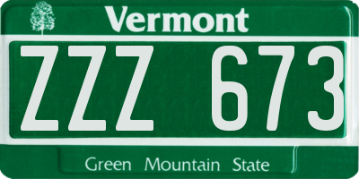 VT license plate ZZZ673