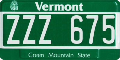 VT license plate ZZZ675