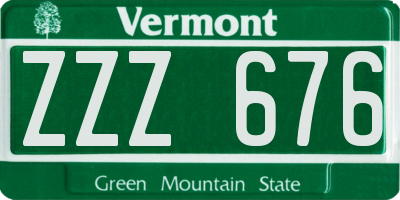 VT license plate ZZZ676