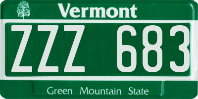 VT license plate ZZZ683
