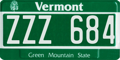 VT license plate ZZZ684