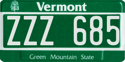VT license plate ZZZ685