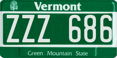 VT license plate ZZZ686