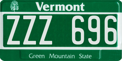 VT license plate ZZZ696