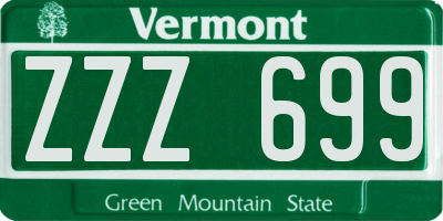 VT license plate ZZZ699