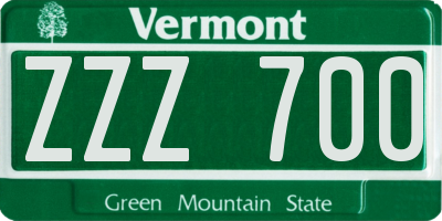 VT license plate ZZZ700