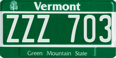 VT license plate ZZZ703