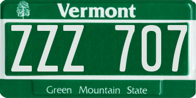 VT license plate ZZZ707