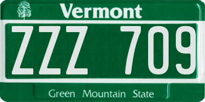VT license plate ZZZ709