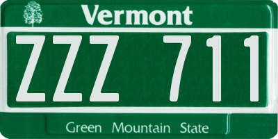 VT license plate ZZZ711