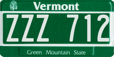 VT license plate ZZZ712