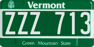 VT license plate ZZZ713
