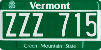 VT license plate ZZZ715