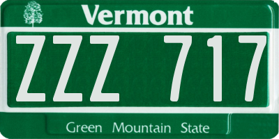 VT license plate ZZZ717