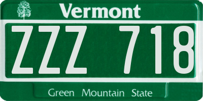 VT license plate ZZZ718