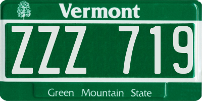 VT license plate ZZZ719