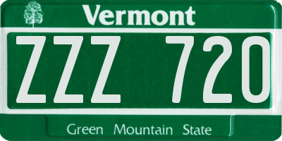 VT license plate ZZZ720
