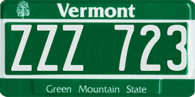 VT license plate ZZZ723