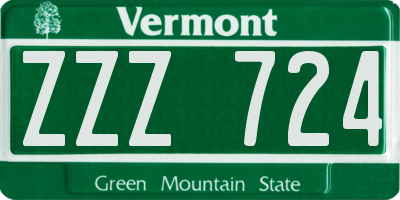 VT license plate ZZZ724