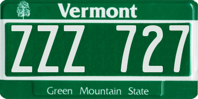 VT license plate ZZZ727