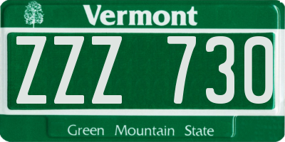 VT license plate ZZZ730