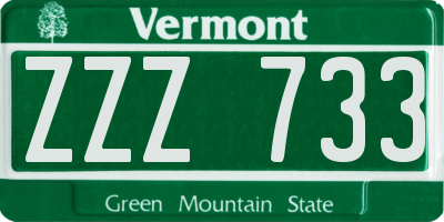 VT license plate ZZZ733