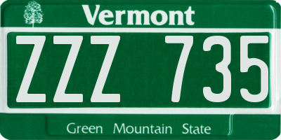 VT license plate ZZZ735