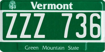 VT license plate ZZZ736