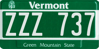 VT license plate ZZZ737