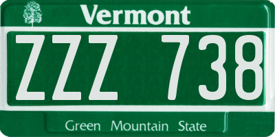 VT license plate ZZZ738