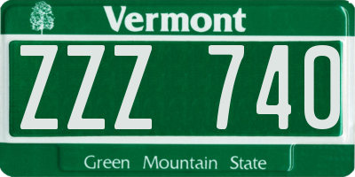VT license plate ZZZ740