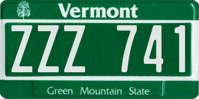 VT license plate ZZZ741
