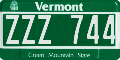 VT license plate ZZZ744