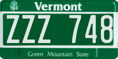 VT license plate ZZZ748