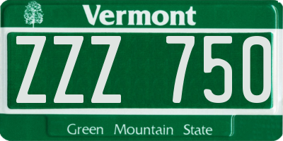 VT license plate ZZZ750