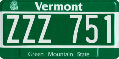 VT license plate ZZZ751