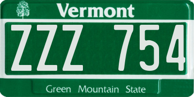 VT license plate ZZZ754