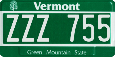 VT license plate ZZZ755