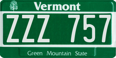 VT license plate ZZZ757