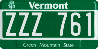 VT license plate ZZZ761