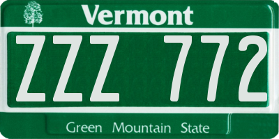 VT license plate ZZZ772
