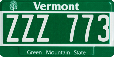 VT license plate ZZZ773